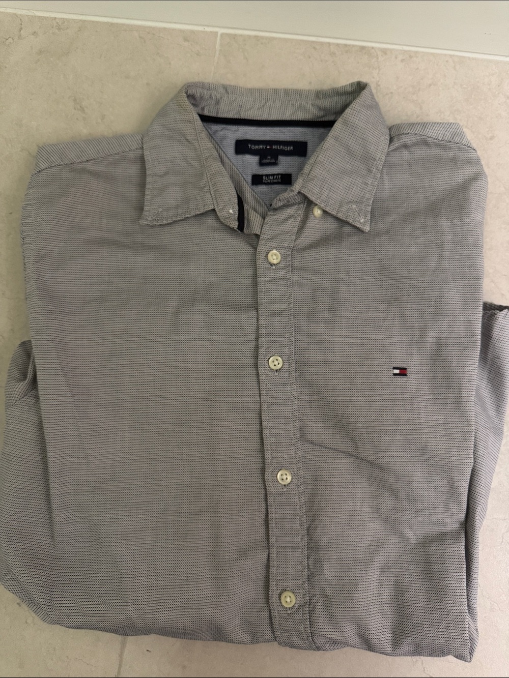 Tommy Hilfiger Men's Light Gray Casual Button-Down Shirt